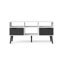 Foto van Tv-meubel delta 6 vaks - wit/mat zwart - 54,4x117,2x39x1 cm - leen bakker