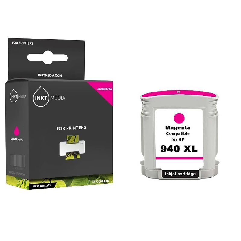 Foto van Inktmedia® -navulinkt - geschikt hp 940xl c4908ae inktcartridge magenta hoge capaciteit - navul inkt - refill inkt