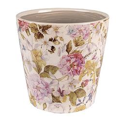 Foto van Clayre & eef bloempot ø 14x13 cm roze beige keramiek bloemen bloempot binnen plantenpot plant pot roze bloempot binnen