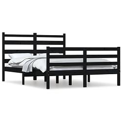 Foto van The living store houten bedframe - klassiek - 205.5 x 126 x 100 cm - zwart