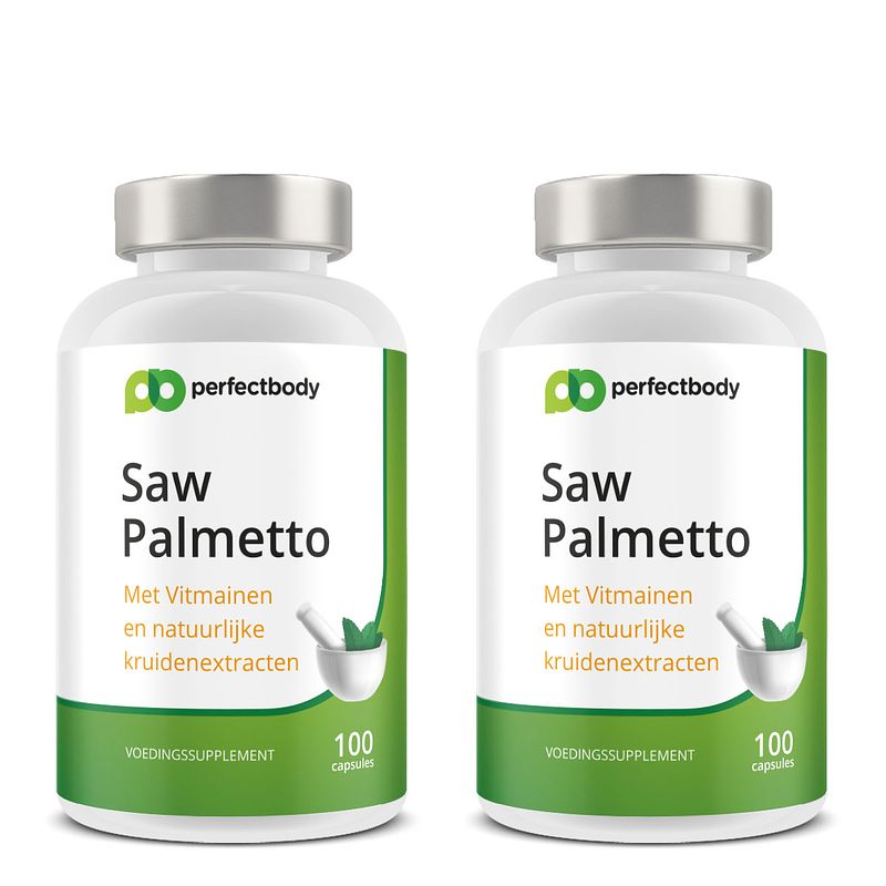 Foto van Perfectbody saw palmetto (zaagbladpalm) capsules 2-pack - 120 capsules