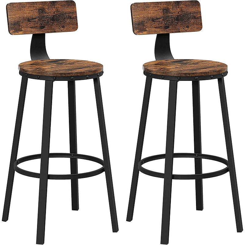 Foto van Parya home - houten barstoelen - metalen frame - industrieel - set van 2