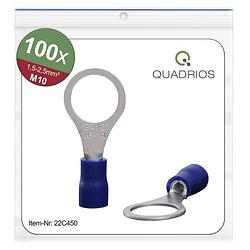 Foto van Quadrios 22c450 ringkabelschoen dwarsdoorsnede (max.): 2.5 mm² gat diameter: 10.5 mm deels geïsoleerd blauw 1 set(s)