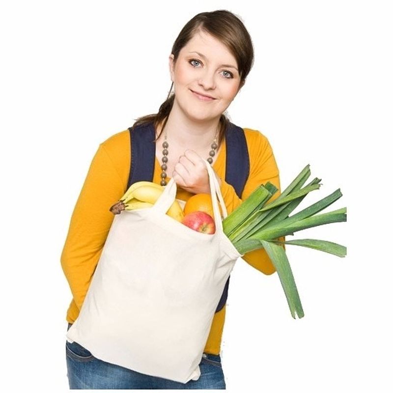 Foto van Katoenen boodschappen tas naturel - shoppers