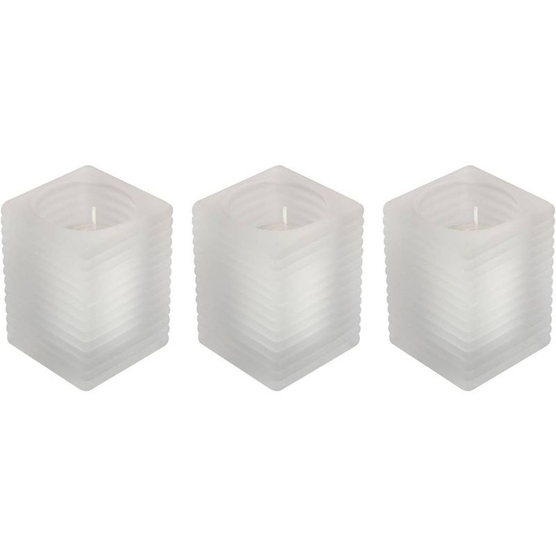 Foto van 3x kaarsen wit in matte kaarsenhouders 7 x 10 cm 24 branduren sfeerkaarsen - stompkaarsen