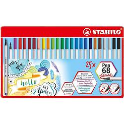 Foto van Stabilo pen 68 brush metalen etui 25 stuks