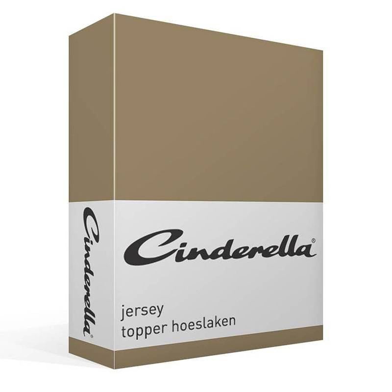 Foto van Cinderella jersey topper hoeslaken - 100% gebreide jersey katoen - lits-jumeaux (180x200/210 cm) - taupe