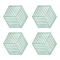 Foto van Krumble pannenonderzetter hexagon - groen - set van 4