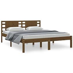 Foto van The living store klassiek houten bedframe - 160 x 200 cm - honingbruin