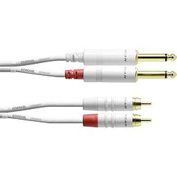 Foto van Cordial cordial audio adapterkabel [2x jackplug male 6,3 mm - 2x cinch-stekker] 3.00 m wit