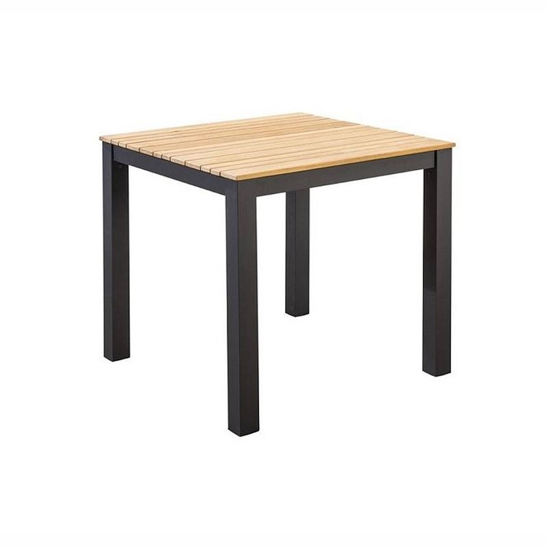 Foto van Yoi - arashi dining table 76x76cm. alu dark grey/teak