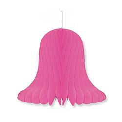 Foto van 1x kerstversiering fuchsia kerstklokken lampionnen 20 cm - hangdecoratie