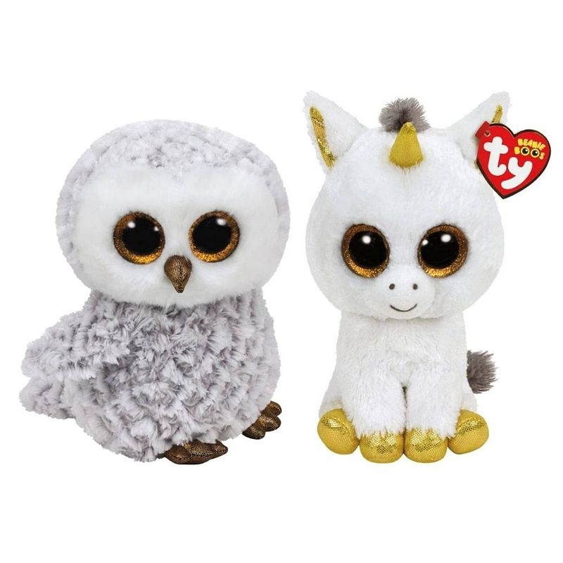 Foto van Ty - knuffel - beanie buddy - owlette owl & pegasus unicorn