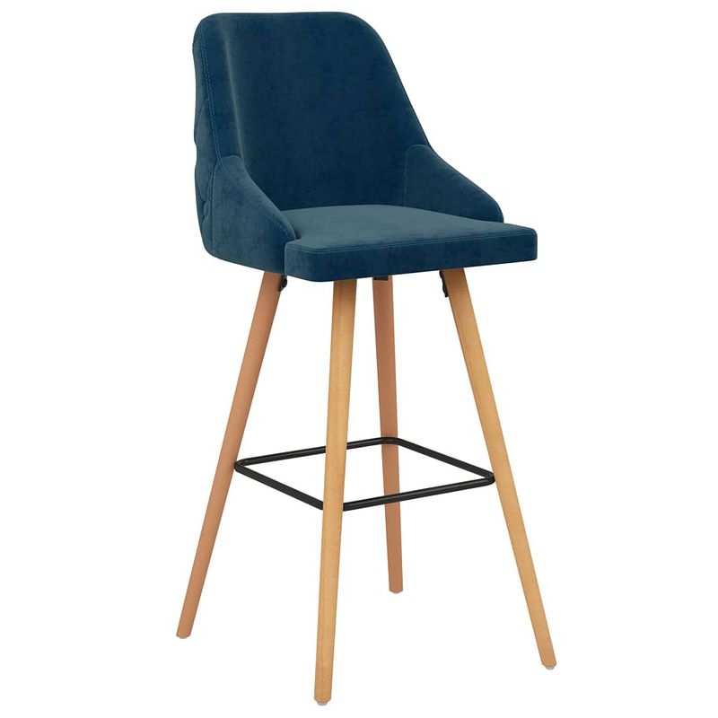 Foto van The living store barstoelen fluweel - 48 x 55 x 106 cm - blauw