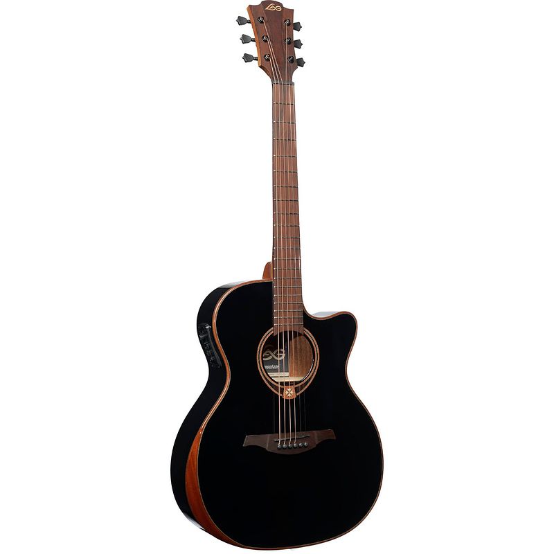 Foto van Lag guitars special edition tramontane 118 t118abce black elektrisch-akoestische westerngitaar