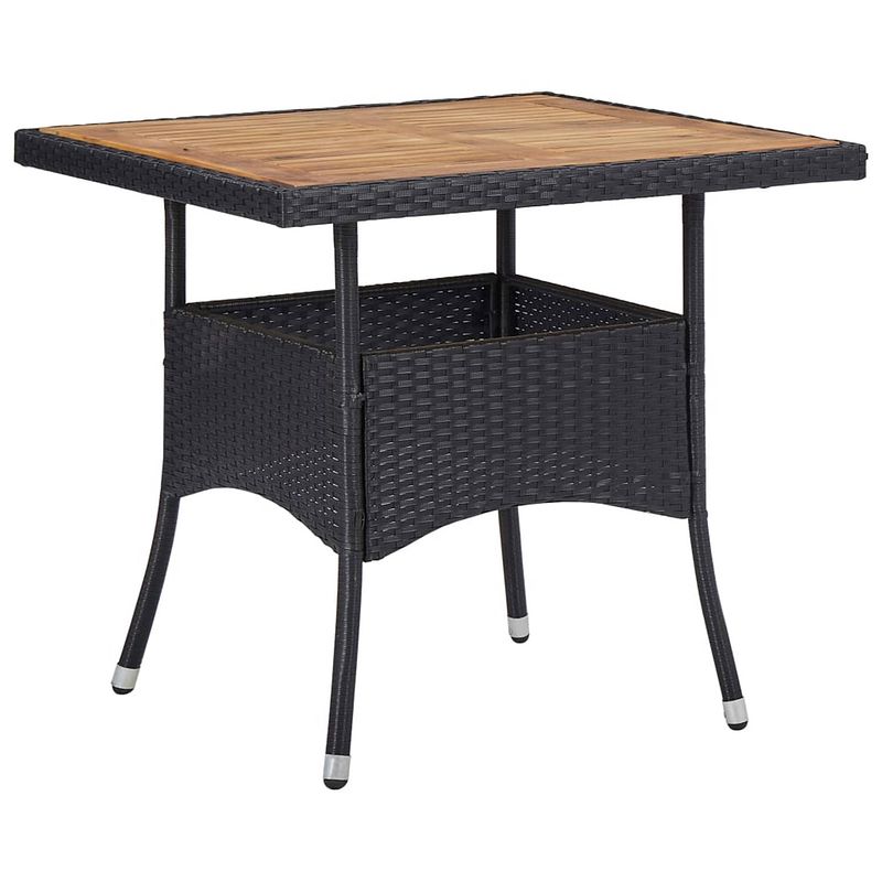 Foto van Vidaxl tuintafel poly rattan en massief acaciahout zwart