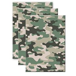 Foto van Set van 3x stuks camouflage/legerprint wiskunde schrift/notitieboek groen ruitjes 10 mm a4 formaat - notitieboek