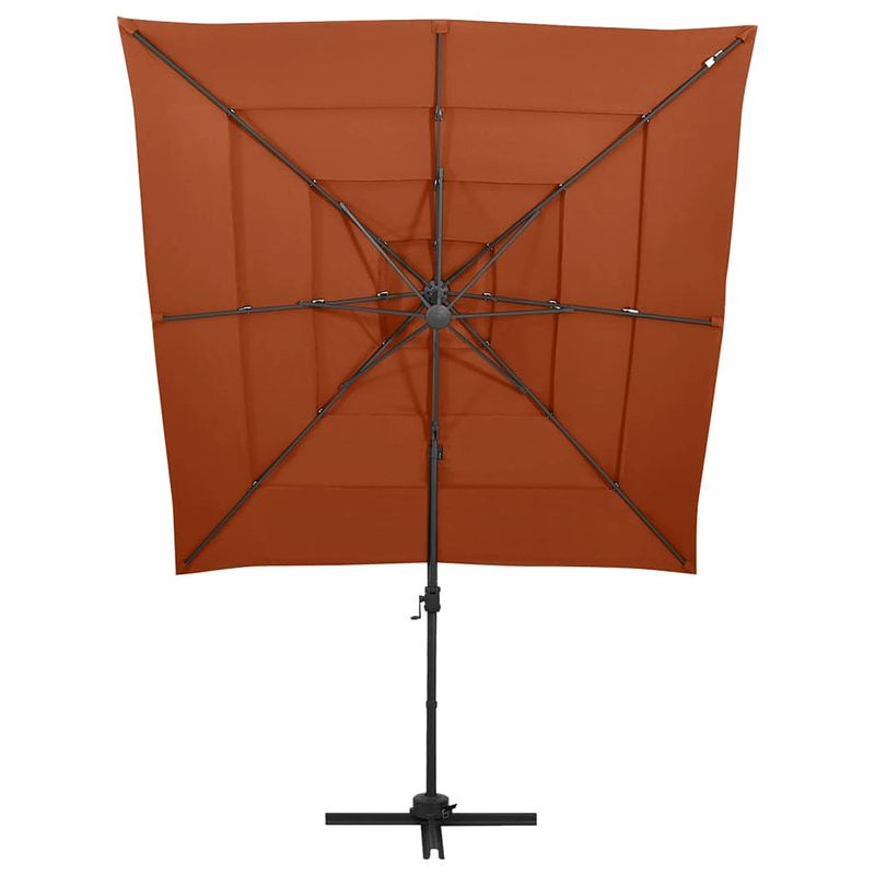 Foto van The living store parasol 4-laags terracotta 250x250x246 cm - uv-beschermend polyester - gepoedercoat aluminium