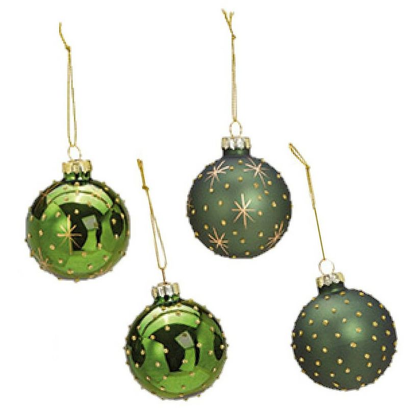 Foto van 12x stuks luxe gedecoreerde glazen kerstballen groen 6 cm - kerstbal