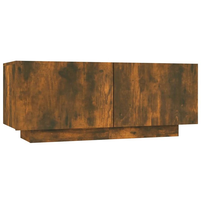 Foto van The living store tv-meubel - praktisch bewerkt hout - gerookt eiken - 100 x 35 x 40 cm - trendy design