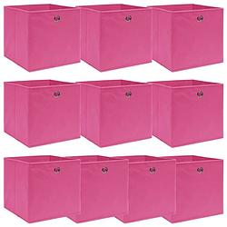 Foto van Vidaxl opbergboxen 10 st 32x32x32 cm stof roze