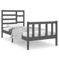 Foto van Vidaxl bedframe massief hout grijs 90x190 cm 3ft single