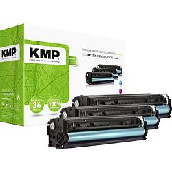 Foto van Kmp h-t113 cmy tonercassette combipack vervangt hp 125a, cb541a, cb542a, cb543a cyaan, magenta, geel 1400 bladzijden compatibel toner multipack