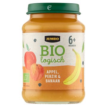 Foto van Jumbo biologisch appel, perzik & banaan 6+ maanden 190g