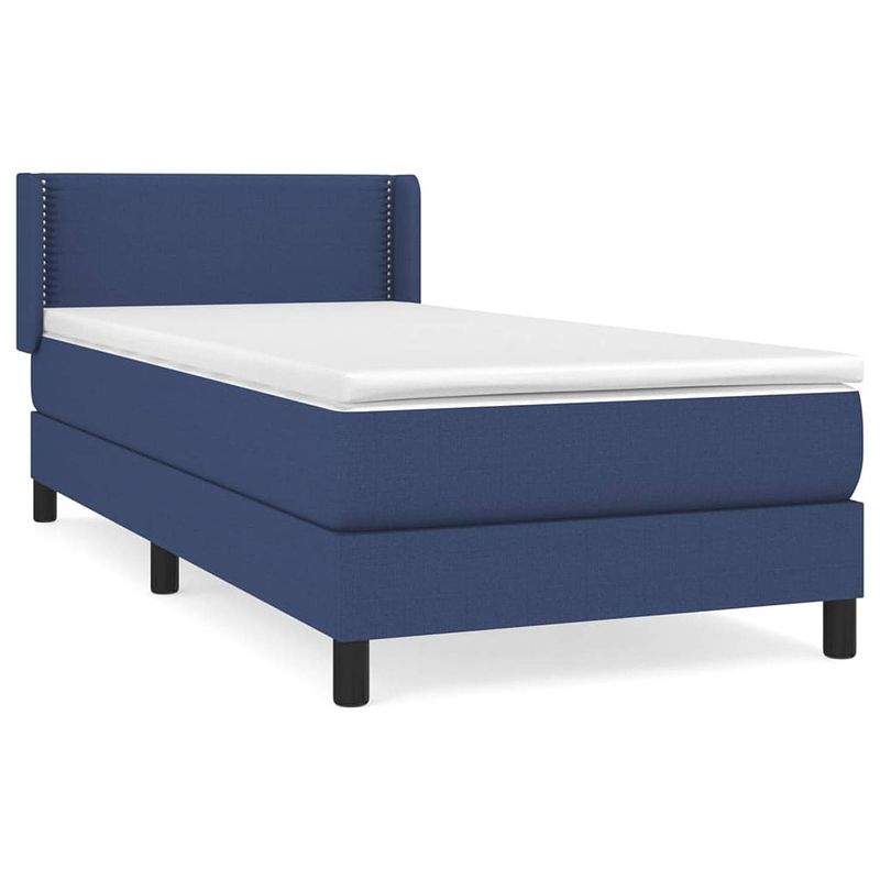 Foto van The living store boxspring met matras stof blauw 80x200 cm - bed