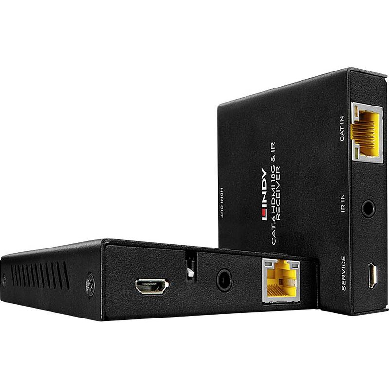 Foto van Lindy hdmi 18g & ir extender hdmi hdmi-extender via netwerkkabel rj45 50 m