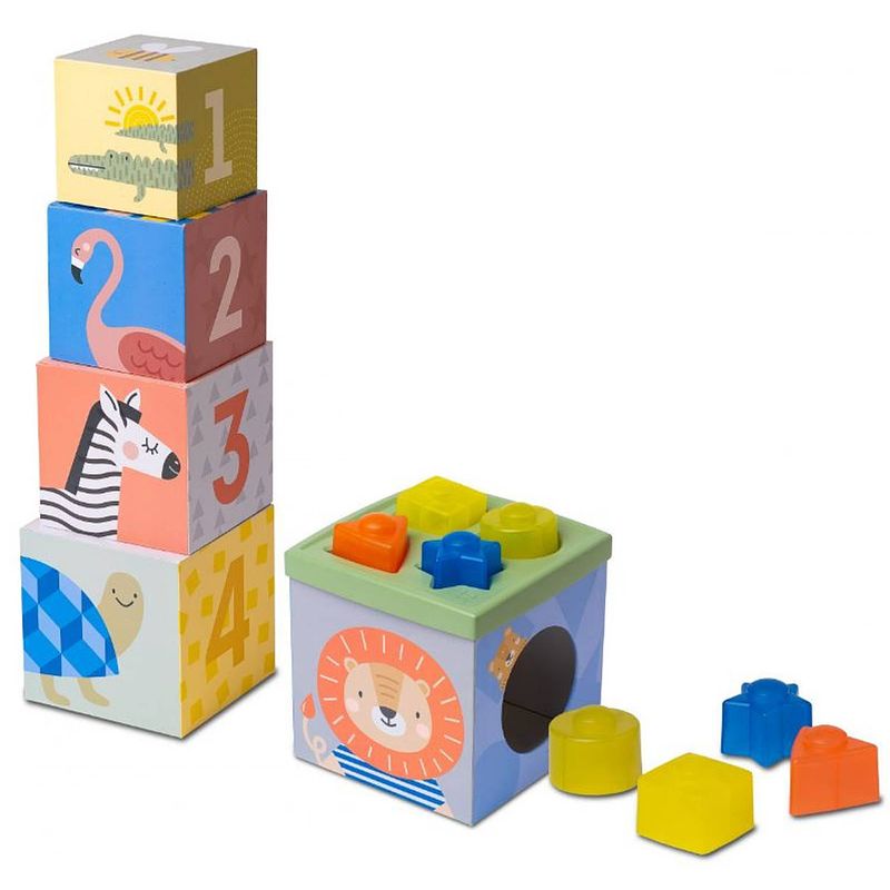 Foto van Taf toys stapelblokken savannah junior 14 cm karton 13-delig