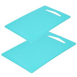 Foto van Kunststof snijplanken set van 2x stuks blauw 27 x 16 en 36 x 24 cm - snijplanken