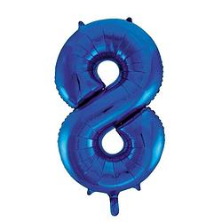 Foto van Cijfer 8 folie ballon blauw van 86 cm - ballonnen