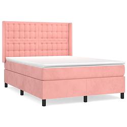 Foto van The living store boxspringbed - fluweel - 193x147x118/128 cm - pocketvering