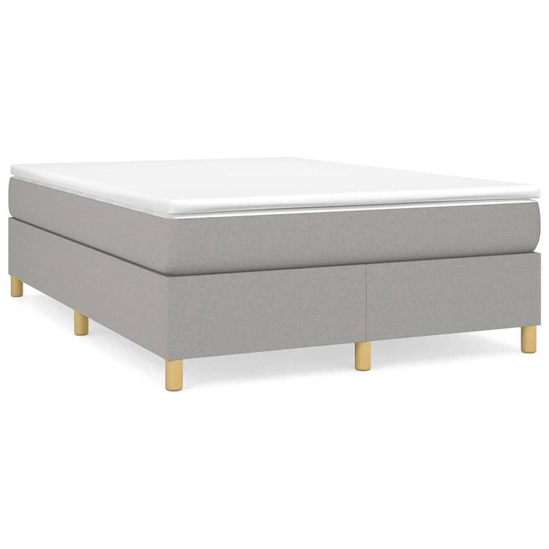 Foto van The living store boxspringbed - - bedframe lichtgrijs 203x140x35cm - bedmatras wit/lichtgrijs 140x200x20cm - topmatras