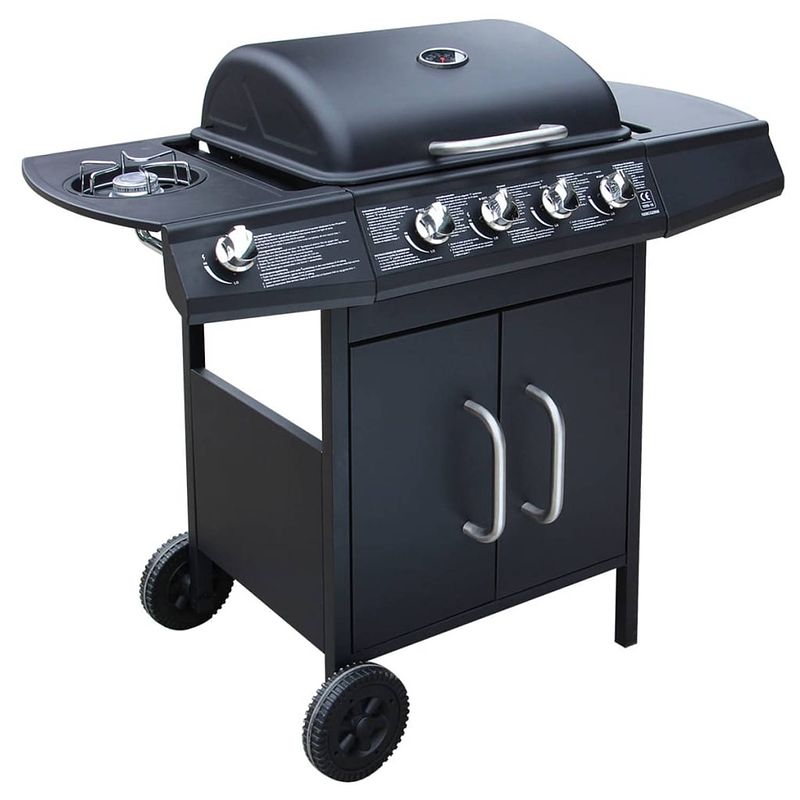 Foto van The living store gasbarbecue - zwart - 104 x 55.4 x 97.7 cm - 9.7 kw - inclusief bbq hoes