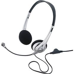 Foto van Basetech tw-218 on ear headset kabel computer stereo zwart, zilver volumeregeling, vouwbaar