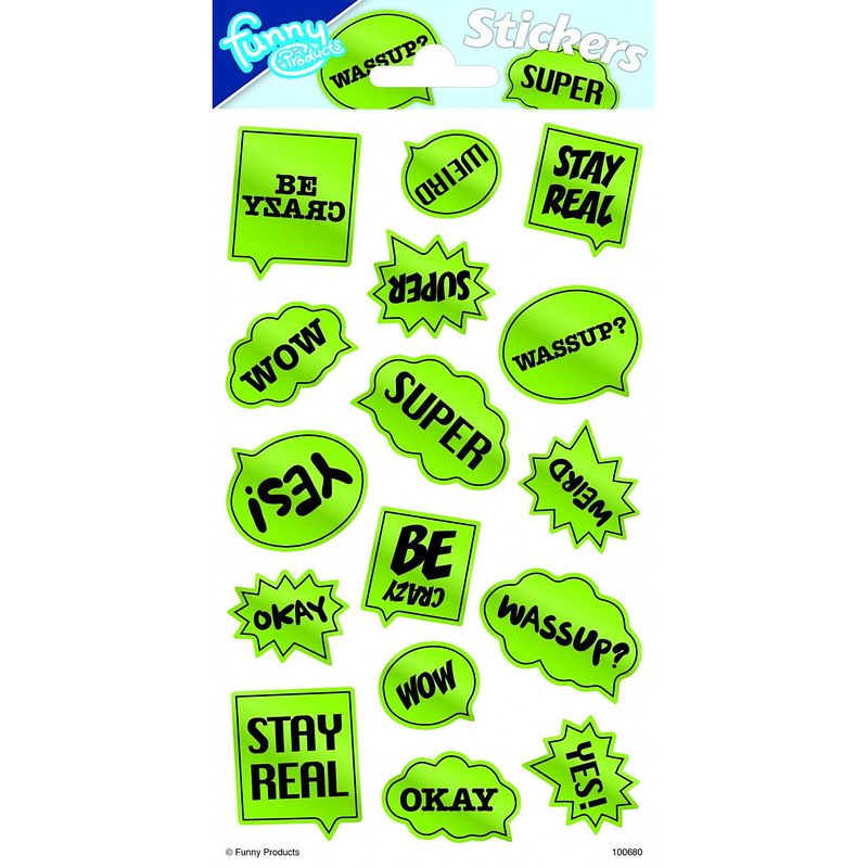 Foto van Funny products stickers text 20 x 10 cm papier groen 16 stuks