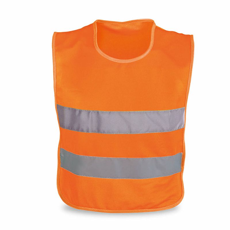 Foto van Veiligheidsvest - reflecterend - voor kinderen 3 tot 12 jaar - fluor oranje - veiligheidshesje