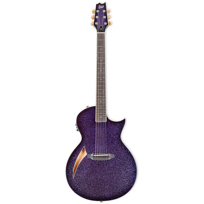 Foto van Esp ltd thinline series tl-6 purple sparkle burst elektrisch-akoestische westerngitaar