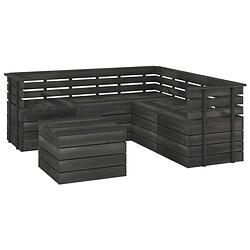 Foto van Vidaxl 6-delige loungeset pallet massief grenenhout donkergrijs