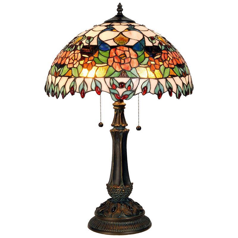 Foto van Haes deco - tiffany tafellamp rood, groen ø 41x67 cm fitting e27 / lamp max 2x60w