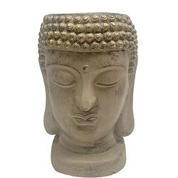 Foto van Bloempot boeddha van steen 29 cm - taupe