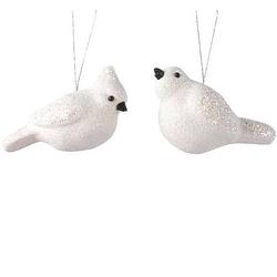 Foto van 4x glitter vogeltjes wit kerstornamenten kersthangers 11 cm - kersthangers