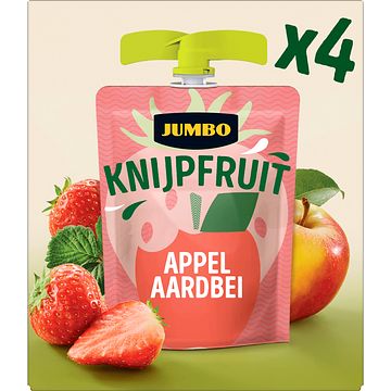 Foto van Jumbo knijpfruit appel aardbei 4 x 90g