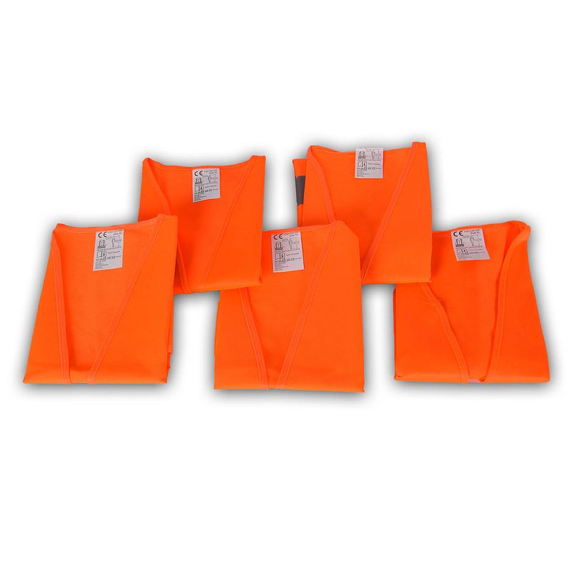 Foto van Set van 5 veiligheidsvest reflectievest fluorescerend vest oranje polyester werkkleding en bescherming