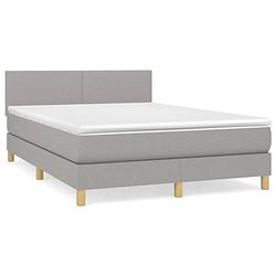 Foto van The living store boxspringbed - bed - 193 x 144 x 78/88 cm - lichtgrijs - pocketvering matras - middelharde