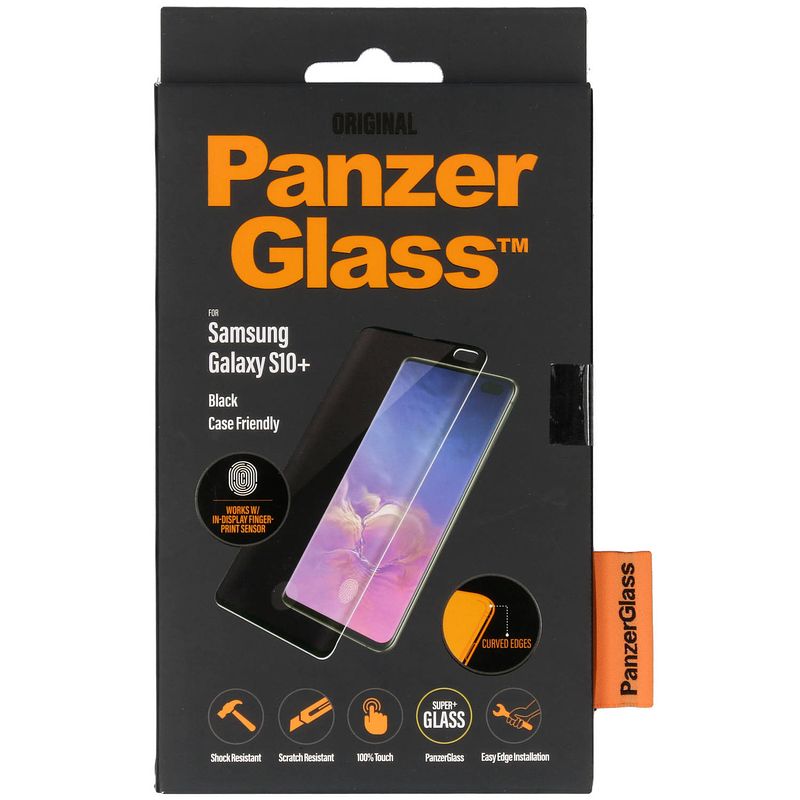 Foto van Panzerglass case friendly screenprotector voor samsung galaxy s10 plus - zwart