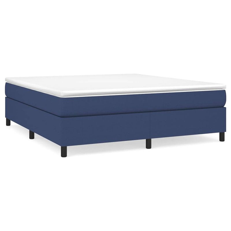 Foto van The living store boxspringbed - blauw - 203 x 160 x 35 cm - pocketvering matras - middelharde ondersteuning -