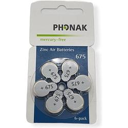 Foto van Phonak hoortoestel batterij p675 blauwe sticker 10 pakjes 60 batterijen